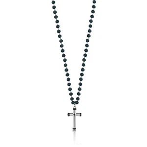 S' Agapo Shrine Collier Homme Acier Et Sphères Verre Bleu Et Croix SSR02 (2465) - Imagen 1 de 4