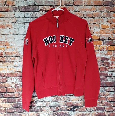 🔥 Team Canada Hockey Full Zip LevelWear Red Jacket Boys Large L Olympics Cover