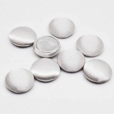 100pcs/lot Satin Fabric Covered Buttons 15mm Round Flat Backs Button Sewing Craf - Image 1 of 4
