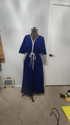 Vintage Vanity Fair Azul 1/2 Cremallera Polar Camisón Casa Abrigo Bata Talla M Foto 1 de 4