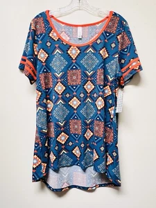 Camiseta clásica grande de verano LuLaRoe multicolor azteca manga corta para mujer - Imagen 1 de 8