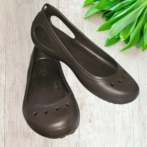 Crocs Kadee Womens Sz 8 Brown Beach Work Walking Outdoor Slip On Ballet Shoes - Picture 1 of 7
