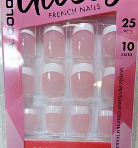 LA Colors Glossy Nails, Perfect Pink French  GLUE-On  Active Short Length - Picture 1 of 4