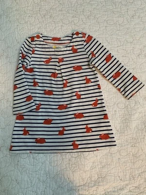 Vestido Sudadera Mini Boden Blanco Azul Marino Rojo Conejito Acogedor Estampado - 18-24M Foto 1 de 2