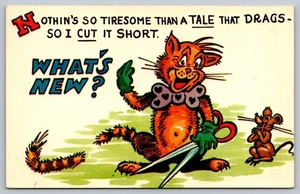 Vintage Comic Cat & Mouse What's New? Tichnor Bros Postcard 3¢ Stamp - Picture 1 of 2