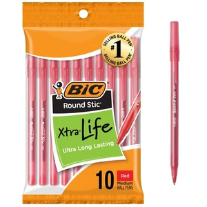 Bolígrafos BIC Round Stic Xtra Life rojos, medianos 10 unidades (paquete de 1), - Imagen 1 de 7