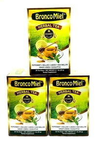 (3er Pack) Bronco Miel Kräuterteebeutel - Honiggeschmack - 20 Stück pro Box - Bild 1 von 5
