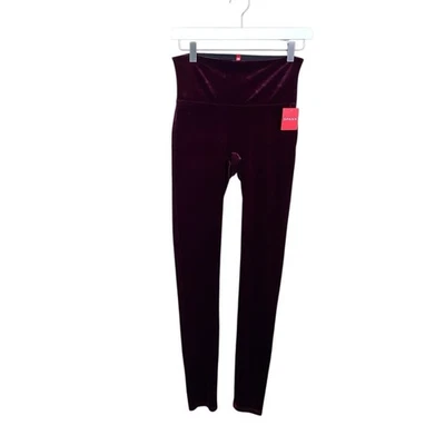 Leggings de terciopelo Spanx para mujer talla mediana borgoña cintura alta pantalones nuevos con etiquetas Foto 1 de 4