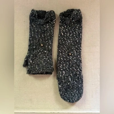 Kate Spade Negro Lentejuelas Sin Dedos Abatible Top Guantes/Mitones Nuevo Sin Etiquetas Foto 1 de 4
