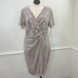 JM Studio Größe 18 W Kleid Silber Glitzer Cocktail Formell Abschlussball Abend Hoco Glam - Bild 1 von 14