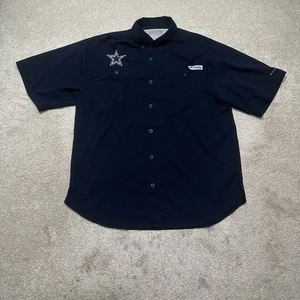Dallas Cowboys Button Up Shirt Mens Medium Blue Columbia PFG - Picture 1 of 9