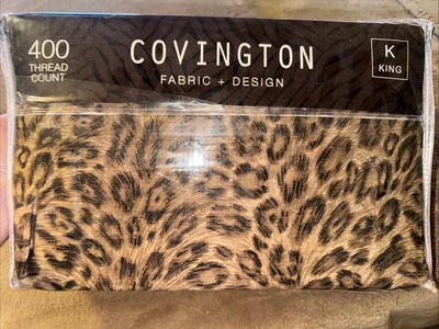 Juego de sábanas Covington estampado de leopardo 4 piezas KING mezcla de algodón 400 hilos NUEVO animal Foto 1 de 2