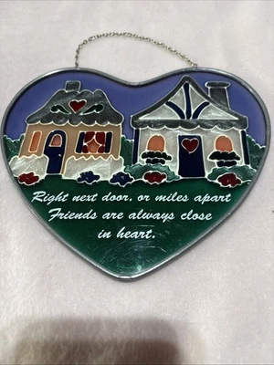 Hermosa decoración colgante ventana atrapasol corazón Joan Baker vitral Foto 1 de 2