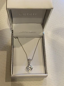 BRAND NEW CRISLU Necklace Sterling Platinum Plated Diamonds - Picture 1 of 7