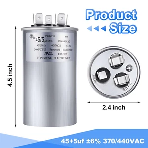 45+5 MFD 45/5 uf ±6% 370V or 440V VAC Dual Run Round Capacitor, 45 5 Start Ca... - Picture 1 of 1