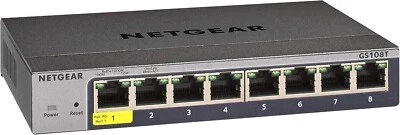 NETGEAR GS108TV2 8-Port Gigabit Ethernet Smart Switch with 1 PD Port - Black - Image 1 of 4