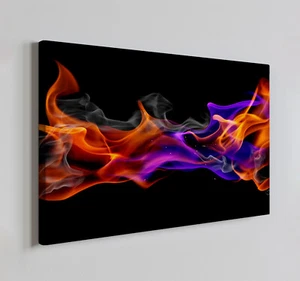 Bunte Rauch Flamme Abstrakt Leinwandbild Wandbild, Wohndeko Wandbehang - Bild 1 von 10
