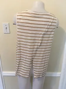 Camiseta Gap Sin Mangas Crossback Top Tanque Avena Rayas Grande - L $25 Nueva con Etiquetas - Imagen 1 de 5