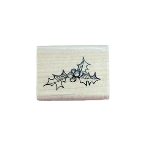 UNBRANDED~HOLLY BERRY ~WOOD MOUNTED RUBBER STAMP ~CHRISTMAS - Picture 1 of 2