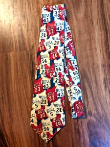 CHICAGO BULLS, Jerseys of all the Greats! Red Basketball NBA Novelty Tie - Picture 1 of 2