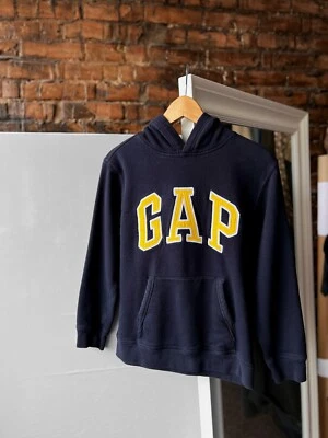 Sudadera con Capucha Gap Kids Azul Manga Larga Amarillo Logo Central Y2K Streetwear Talla - YXL Foto 1 de 4