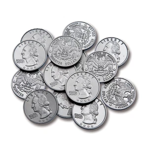 Play Quarters Set of 100 Plastic Coins Real US Currency Size Teach Money Math - Picture 1 of 12