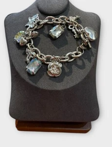 Johnny Loves Rosie Charm Bracelet Silver Tone Dangle Charms Costume Jewellery - Picture 1 of 5
