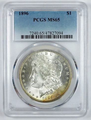 1896 Morgan Silver Dollar - PCGS MS 65 - Nice Rim Toning Cover