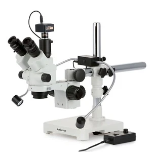 Microscopio Amscope 7-45X Trinocular Zoom Simul-Focal Estéreo Boom LED Microscopio + Cámara de 1,3 M - Imagen 1 de 10