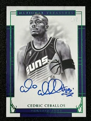 2016 -17 National Treasures #16 Cedric Ceballos #1/5 SSP Green ON CARD Auto SUNS - Image 1 of 2