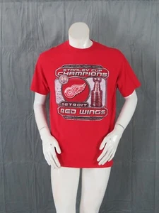 Detroit Red Wings Shirt (Retro) - 02 Stanley Cup Champs by Majestic -Men's Large - Picture 1 of 9