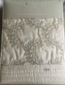 K|Living Luxury Lined Pair Curtains, Zara Cream Living Room165 x 183 cm - Picture 1 of 3
