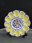 Deruta Deviled Egg Plate Majolica Hand Painted in Italy. 11 1/4" Yellow & Blue.