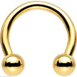 Horseshoe Heavy 6 Gauge 1/2" Gold Plate 5mm Balls Body SET of 2 - Picture 1 of 4