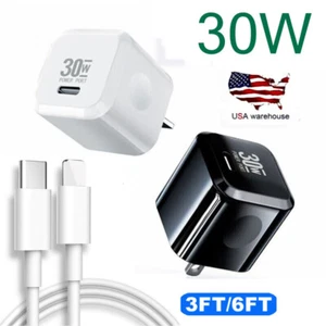 30W Fast Charger Block USB Type C Wall Power Adapter For iPhone 14 13 12 11 XR 8 - Picture 1 of 28