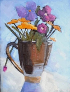 Wildflower Floral, Original Oil Painting, Still Life Artwork, 9x12" - Bild 1 von 2