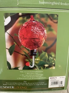 Summer Living Red Glass Round Hummingbird Feeder NEW - Picture 1 of 6
