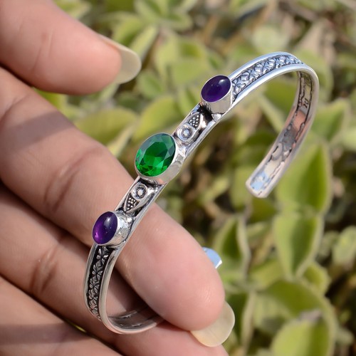 VALENTINO Bracciale Diopside pietre preziose ametista bracciale argento sterling 925 gioielli religiosi