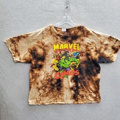 Marvel Men T-Shirt 3XL Brown Tie Dye Logo Comics Avengers Graphic Tee - Image 1 of 4