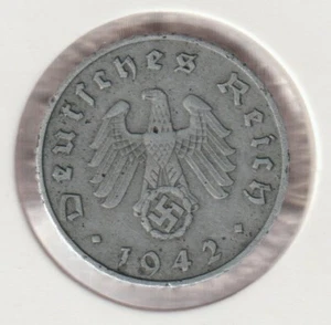 Rare WWII German Pfennig War 1942-A WW2 Germany 5 Reichspfennig Collection Coin - Picture 1 of 2