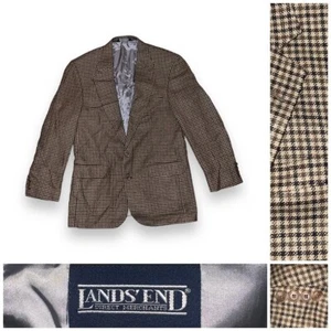 Lands’ End Sport Mantel Blazer Seide Wolle Jacke Herren 42 L zwei Knopf Karo USA - Bild 1 von 9