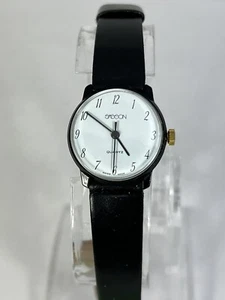 Vintage Retro Sasson Ladies Swiss White Dial w/Black Strap Watch - New Battery - Picture 1 of 12