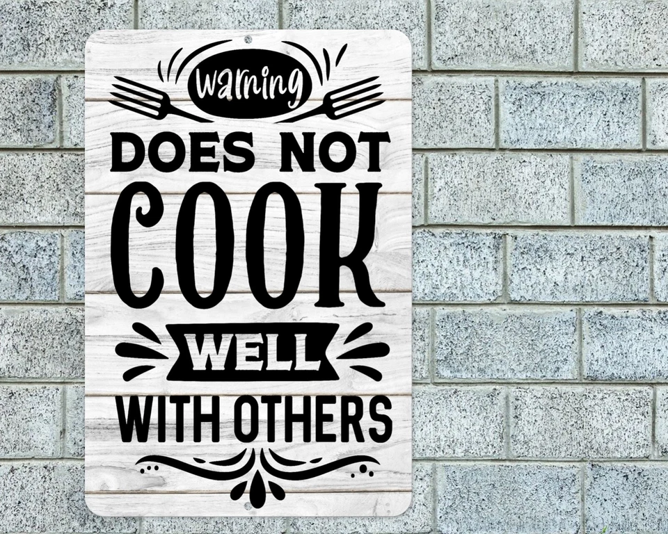 Letrero No Cocina Bien Con Otros Aluminio Metal 8"x12" Cocina Decoración Placa Foto 1 de 1