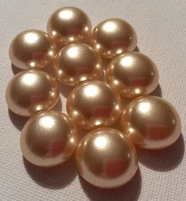 10 BÖHMISCHE GLASWACHS CABOCHONS PERLMUTT GOLD XXL 20MM (31/1) - Bild 1 von 4