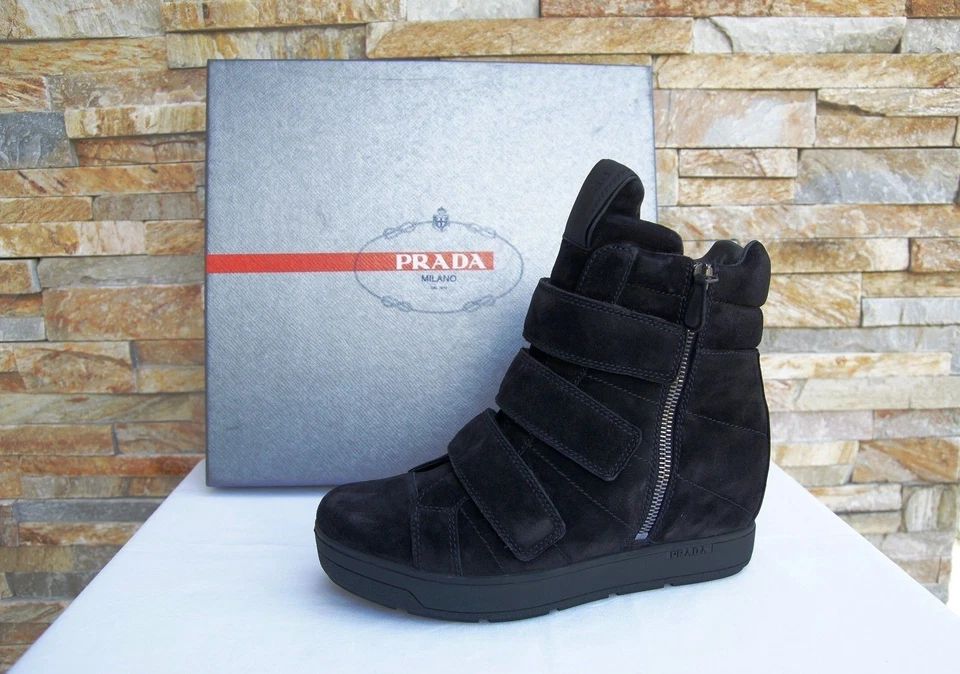 PRADA Talla 35 Botines Zapatos 3TZ035 Ante Negro Nuevo Antiguo PVPR550 € - Imagen 1 de 4