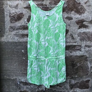 Vero Moda White Green Foliage Pattern Playsuit Drawstring Waist Size Small - Picture 1 of 6