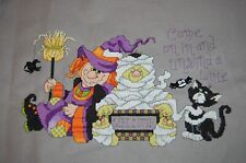 New ListingCompleted Halloween Cross Stitch Come In & Unwind Mummy & Witch