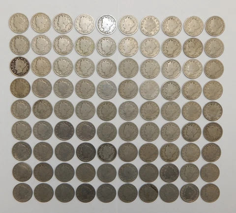 1893 Liberty "V" Nickels - 5¢ - Good - Lot of 90 Cover