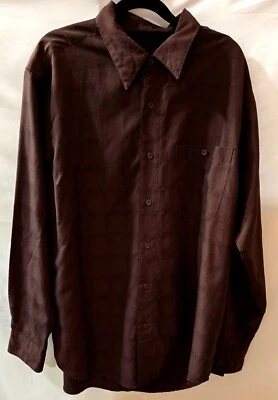 Marc Edwards Mens Wine Colored With Black Button Down Long Sleeve Shirt Large - Image 1 of 3