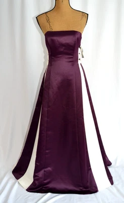 Vestido Scott McClintock Nuevo con Etiquetas De Colección Ciruela/Blanco Sin Tirantes Corsé Línea A Tul 6 Foto 1 de 4